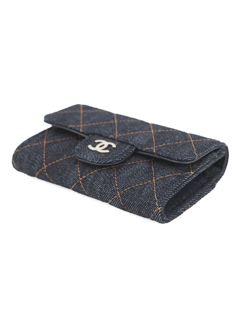 Chanel Card Case Quilted Classic CC Logo Denim Business Holder - Picture 2 of 9